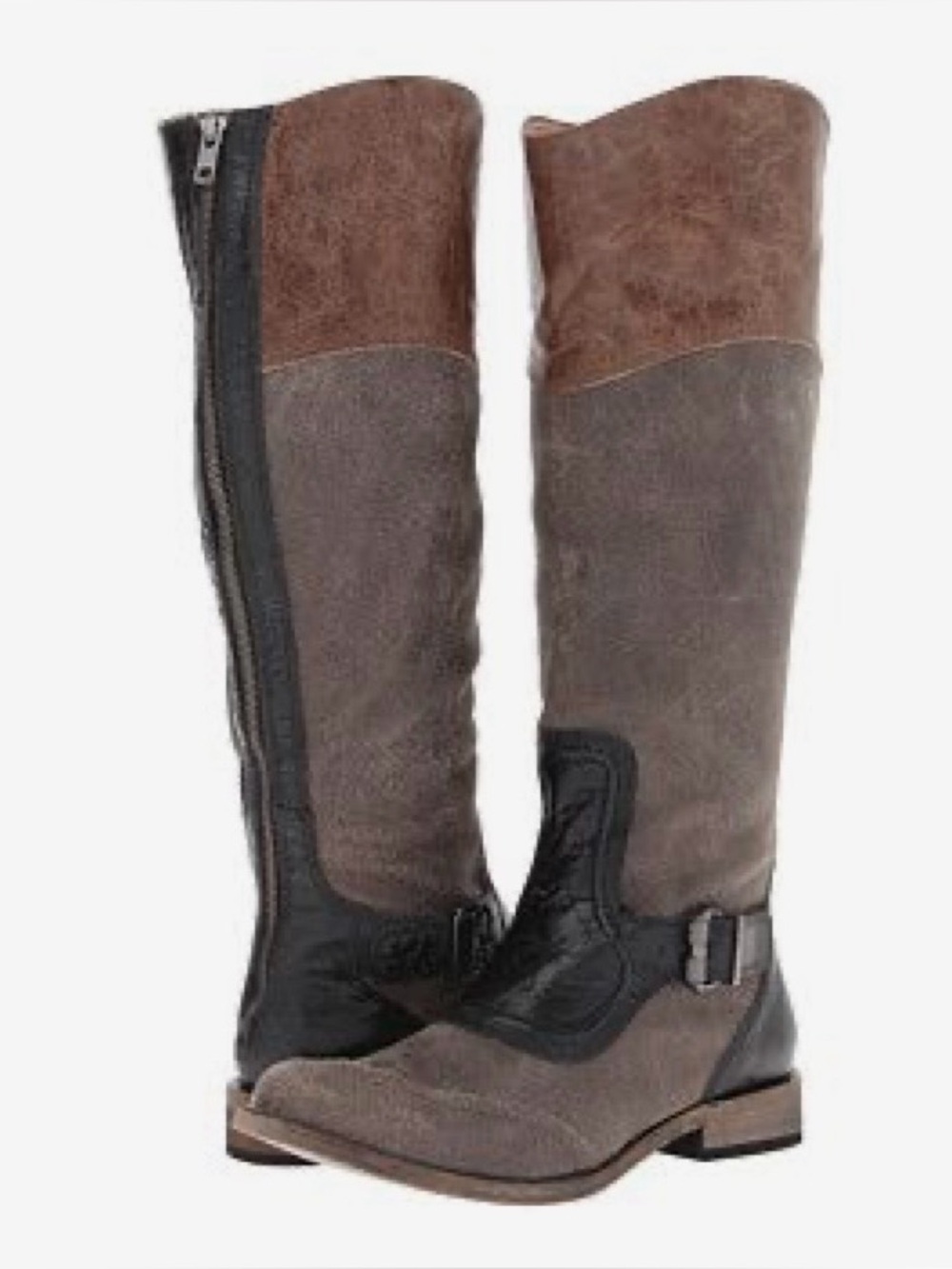 Lucchese Women’s 6 Tall Grey Brown Black Leather Equestrian Riding Boots S4147